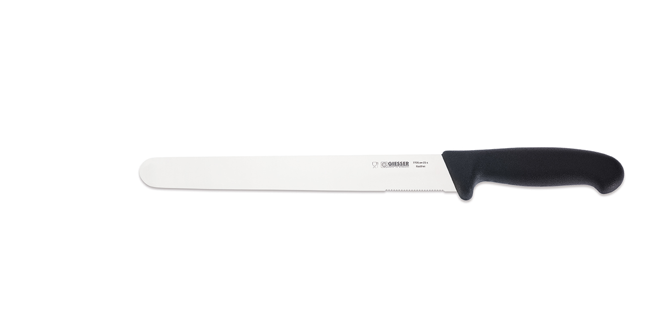 Giesser - Aufschnittmesser, 25 cm, schwarz, 7705 angewellt